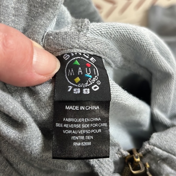 Maui and Sons Culture Compass Hoodie Zip Up Sweatshirt Heather Grey Medium - Picture 10 of 12